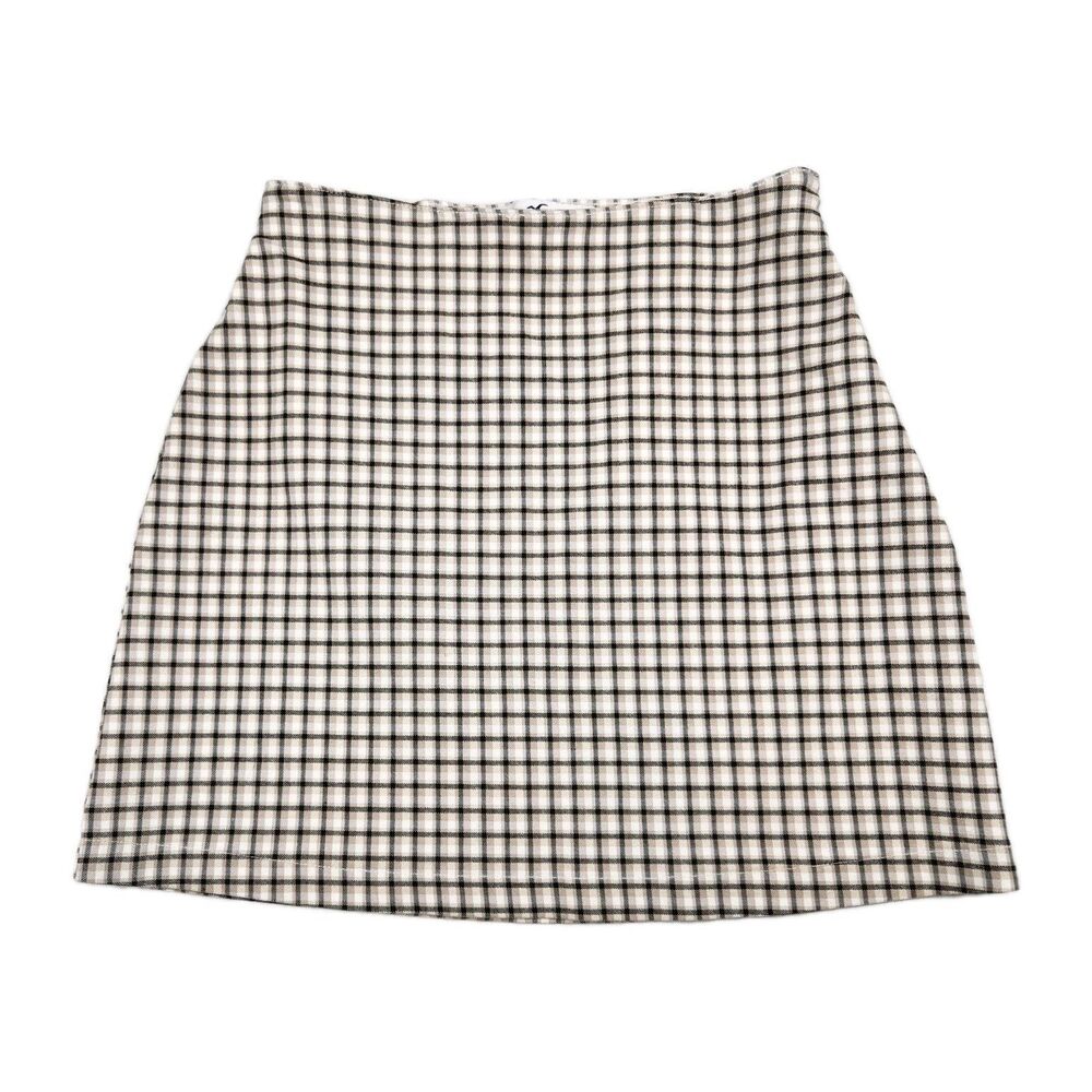 Holister Ultra High-Rise Plaid Skirt Juniors XS Tan/Black Checked 90's Y2K
